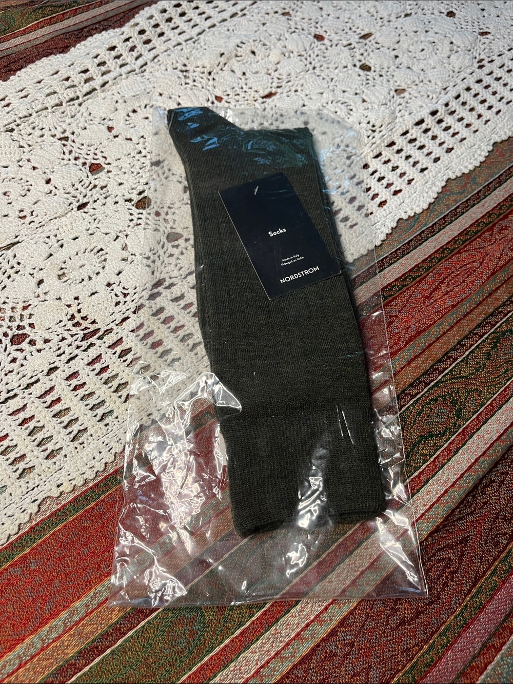 Nordstrom deep green merino wool blend socks NWT